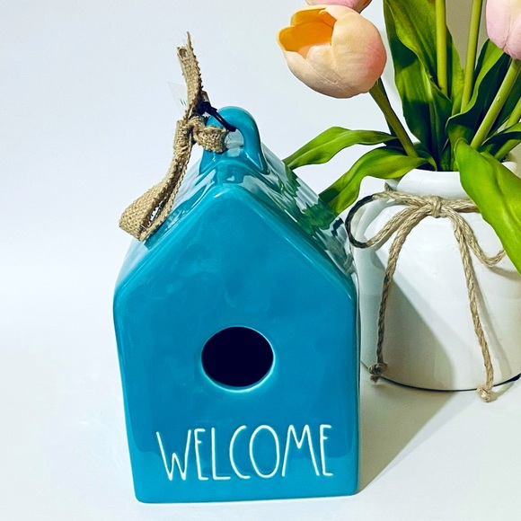 Rae Dunn Other - Rae Dunn Teal “Welcome” Birdhouse